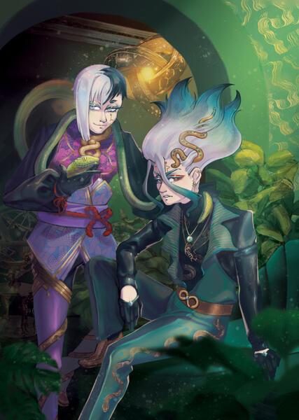 Dr Stone Zine (Thigh Up + Detailed Background)